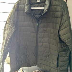 Lightweight Olive Puffer Jacket